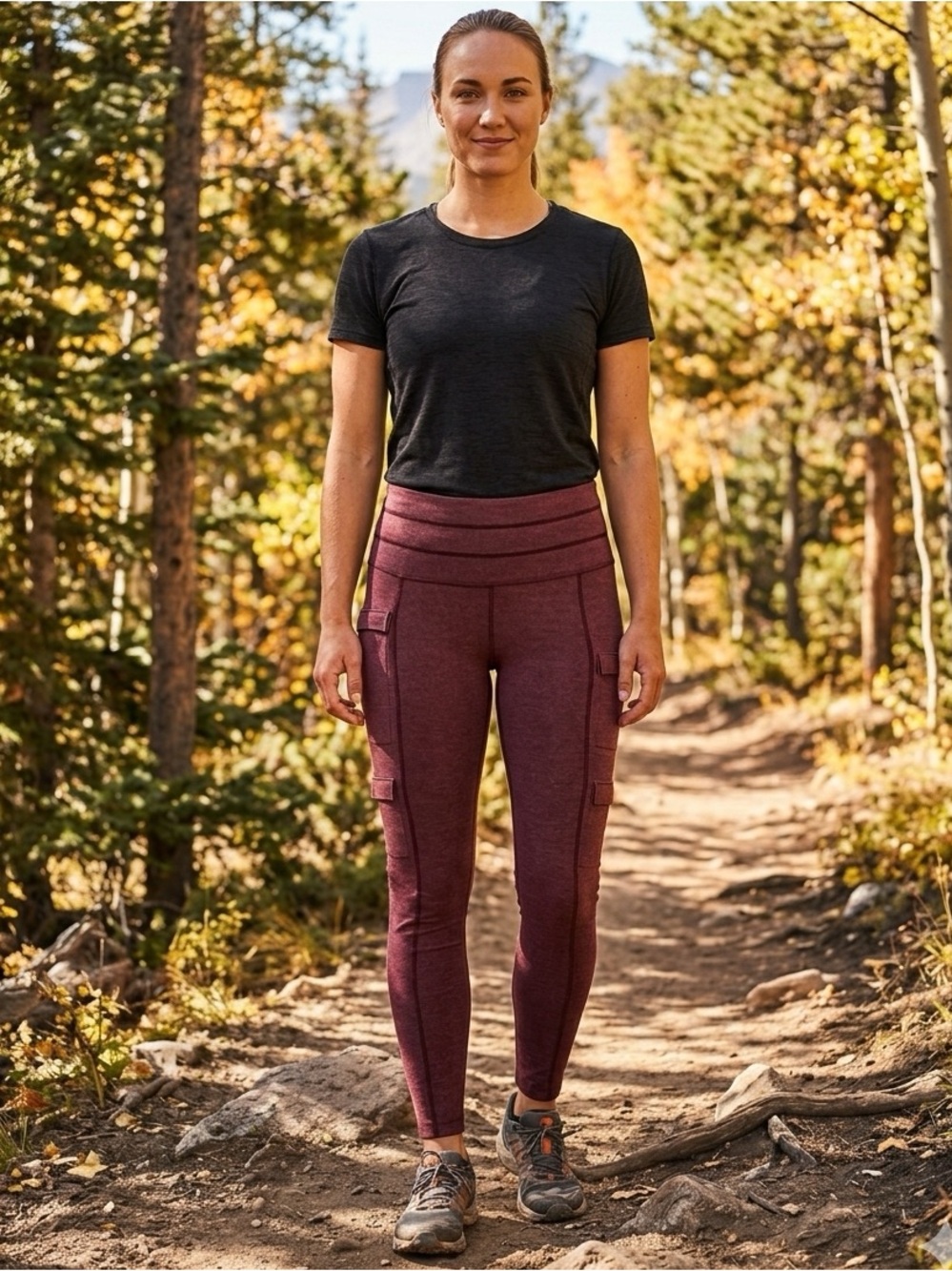 The North Face FlashDry Utility Cargo Leggings Burgundy Wine Women’s Large EUC